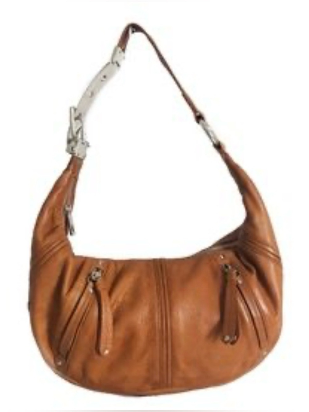 Junior Drake Brown Leather Shoulder Hobo Bag
